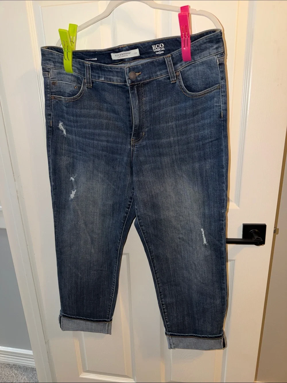 Liverpool Mid-Dark Blue Cropped Ankle Jeans
